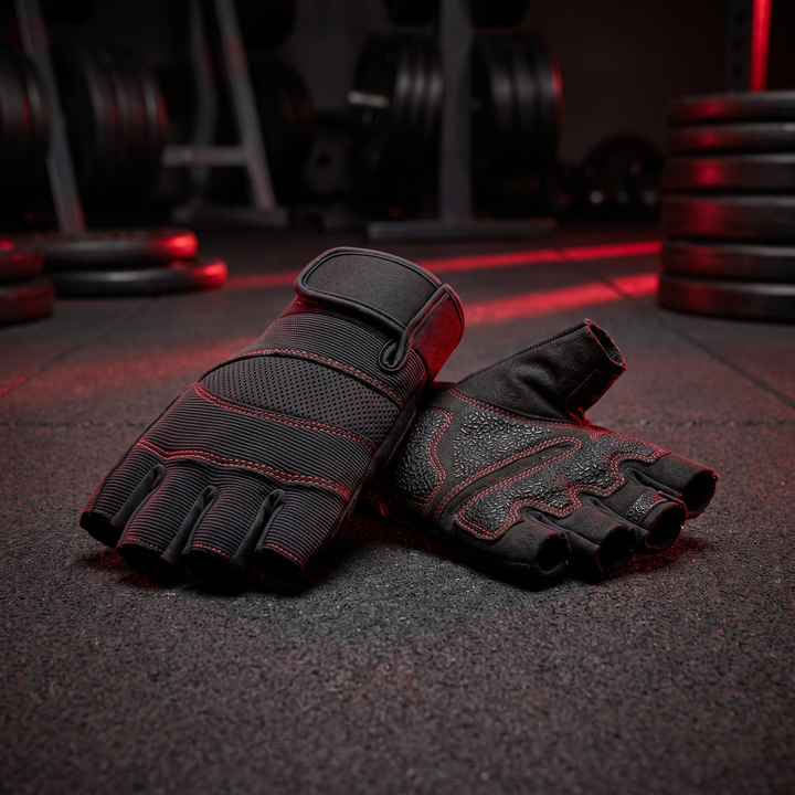 Professional Fingerless Gym Gloves Breathable Anti-Slip Half Finger Training Gloves for Men Women Fitness Cycling Weightlifting Workout - Black