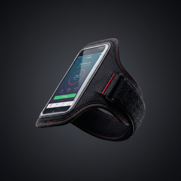 Adjustable Running Phone Armband Touchscreen Compatible Breathable Workout Arm Band with Key Pocket for iPhone Android Gym Fitness - Black
