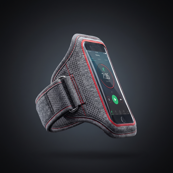 Adjustable Running Phone Armband Touchscreen Compatible Breathable Workout Arm Band with Key Pocket for iPhone Android Gym Fitness - Gray