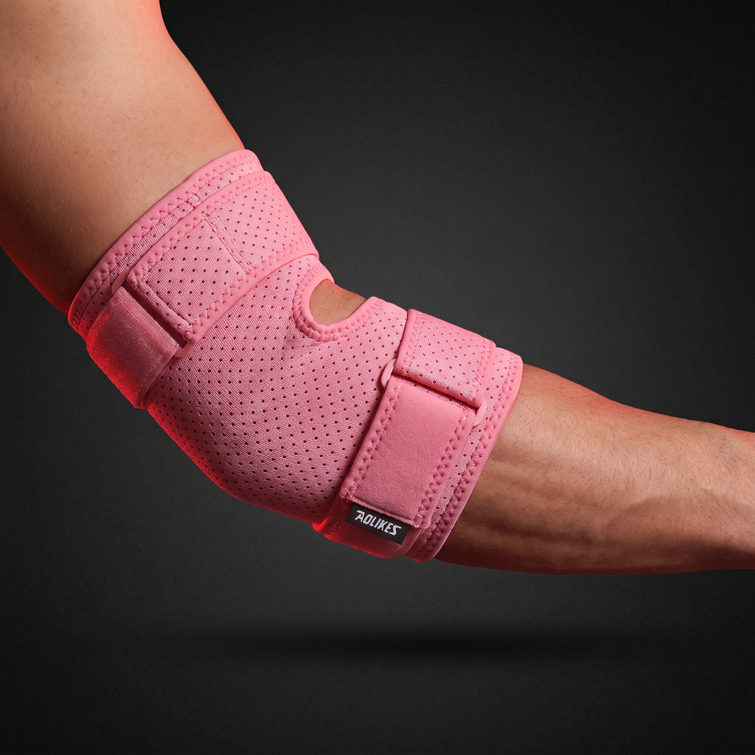 Adjustable Elbow Compression Sleeve Elbow Brace Support for Tennis Golfer Elbow Pain Relief Men Women Gym Fitness Recovery Sleeve - Pink