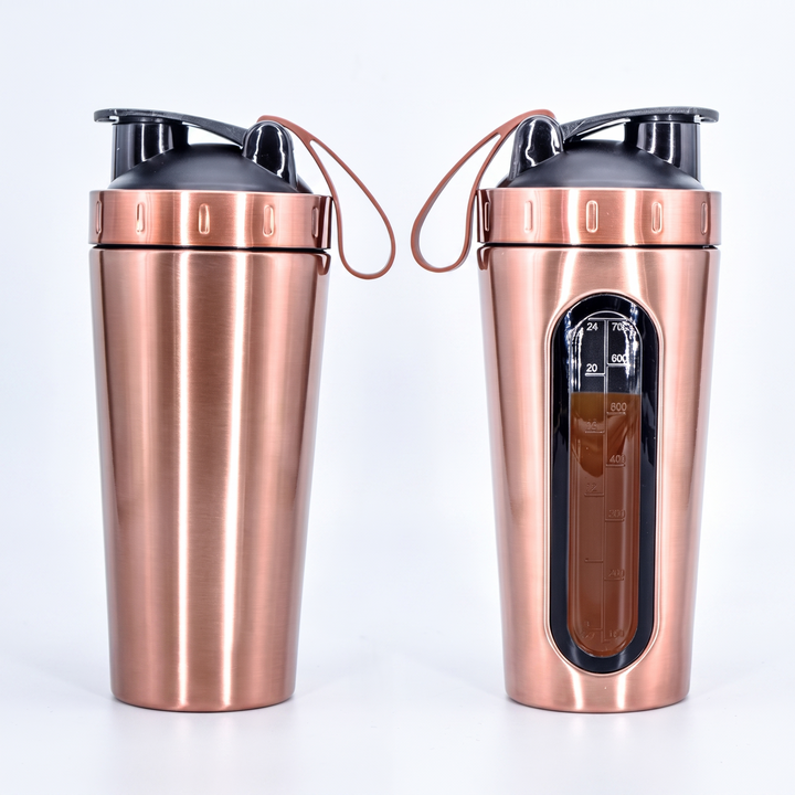 Professional Stainless Steel Shaker Bottle 700ml Protein Powder Mixing Cup with Scale Fitness Water Bottle for Gym Workout Sports Outdoor Use
