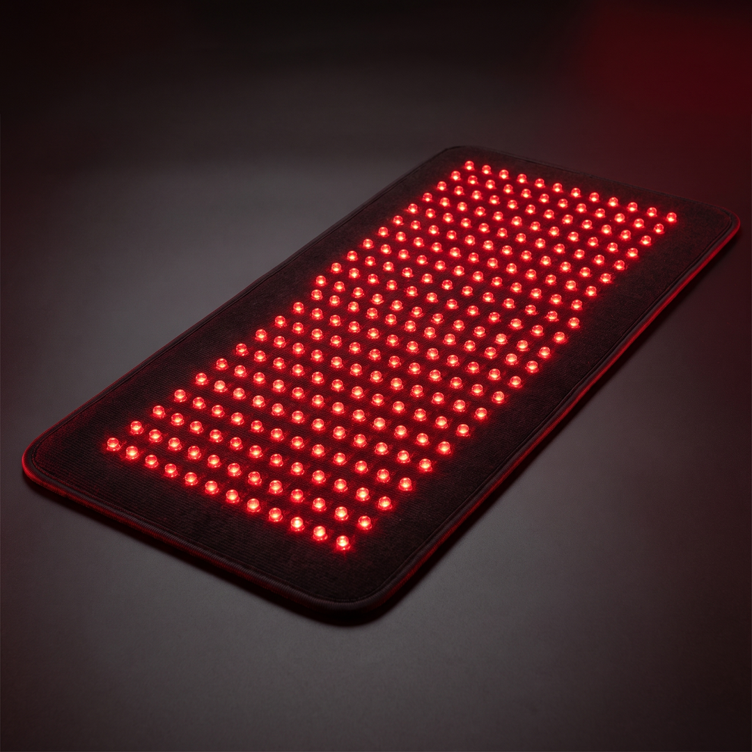 Infrared Red Light Therapy Pad - glowing red LED recovery pad