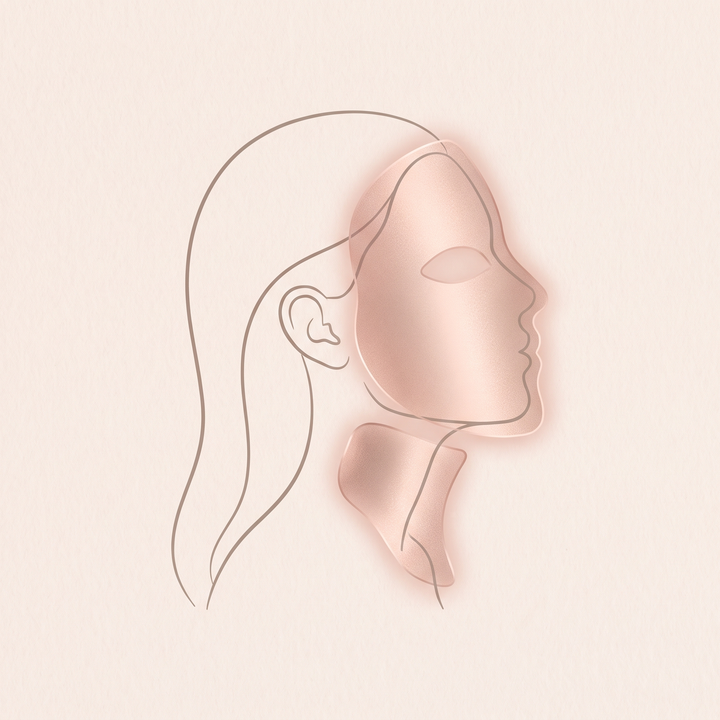PHYSIOATHLETX LED Face &amp; Neck Mask – face and neck coverage diagram
