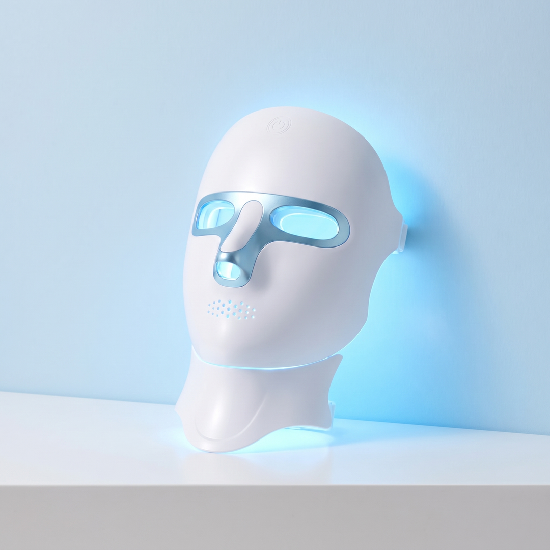 PHYSIOATHLETX LED Face &amp; Neck Mask – glowing blue LED mode