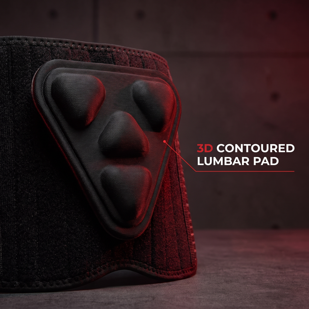 Close-up of the 3D contoured lumbar support pad