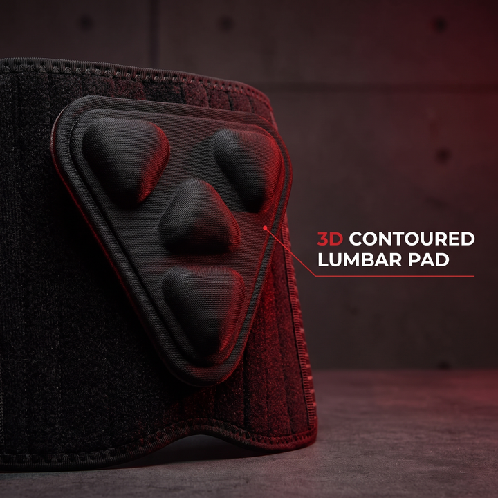 Close-up of the 3D contoured lumbar support pad