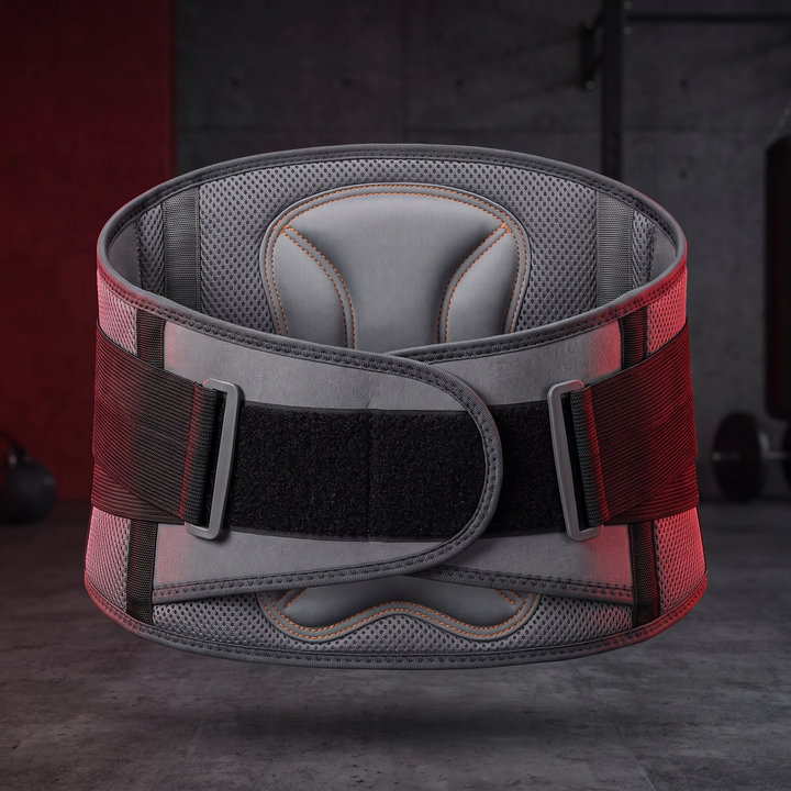 Lumbar support belt rear view showing adjustable back closure, Black-1