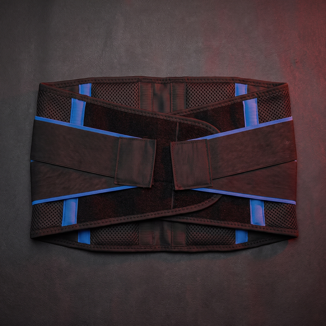 Flat lay of the adjustable lumbar support belt