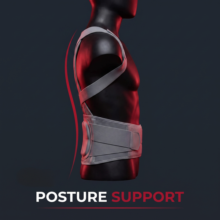 Lumbar belt worn showing posture support