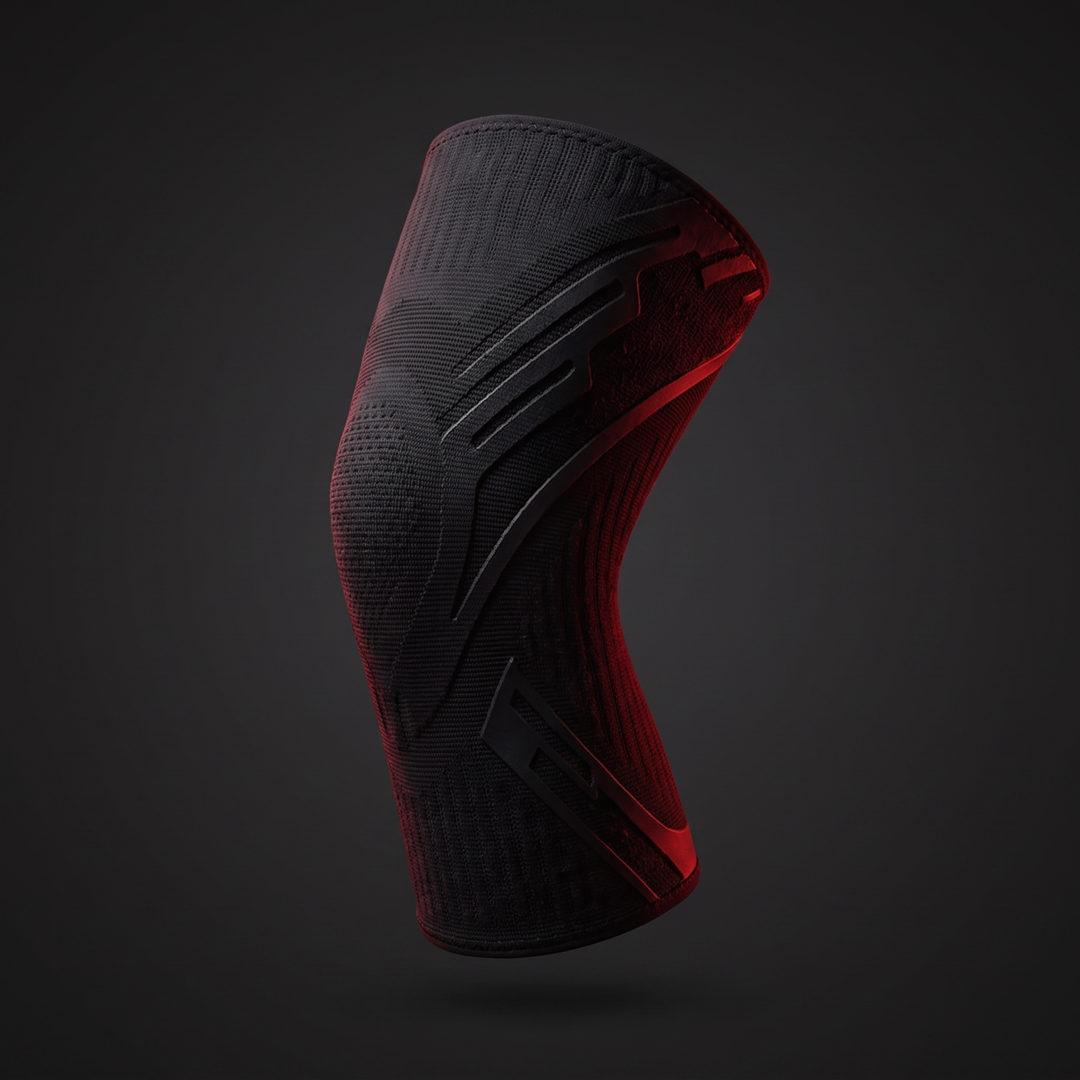 Professional Compression Knee Support Sleeve Elastic Breathable Knee Brace Sports Protector for Gym Running Basketball Volleyball Fitness Recovery - Black - Studio Hero Shot