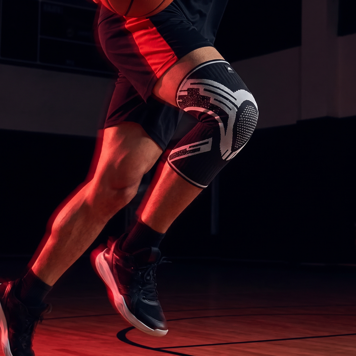 Professional Compression Knee Support Sleeve Elastic Breathable Knee Brace Sports Protector for Gym Running Basketball Volleyball Fitness Recovery - Black - Basketball Action Shot