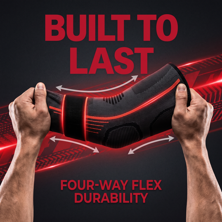 Adjustable Elbow Compression Sleeve — durable four-way flex construction