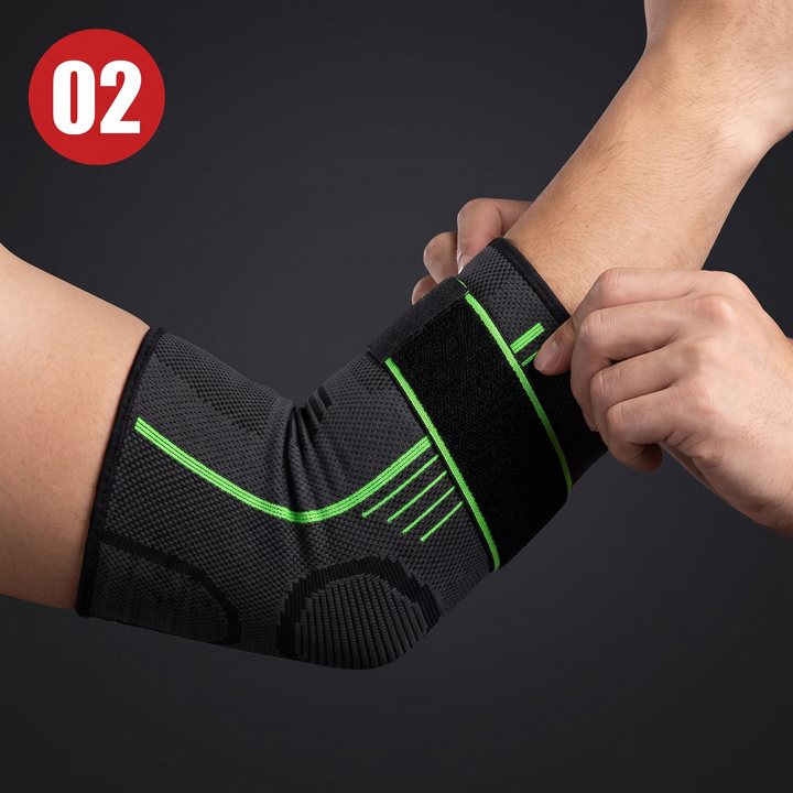 Adjustable Elbow Compression Sleeve — how to wear, step 2 adjusting fit