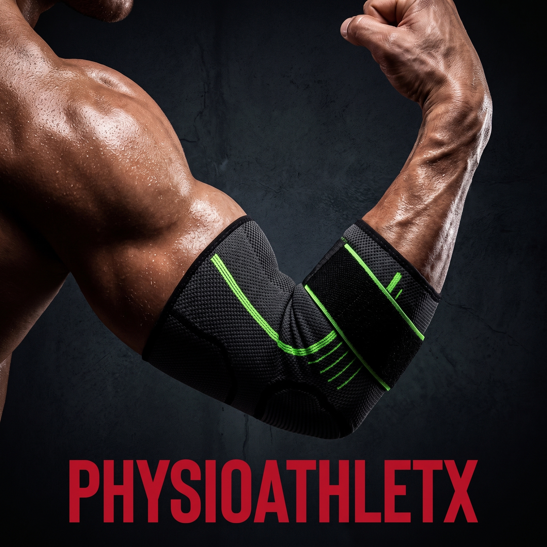 Adjustable Elbow Compression Sleeve — brand hero shot flexed arm