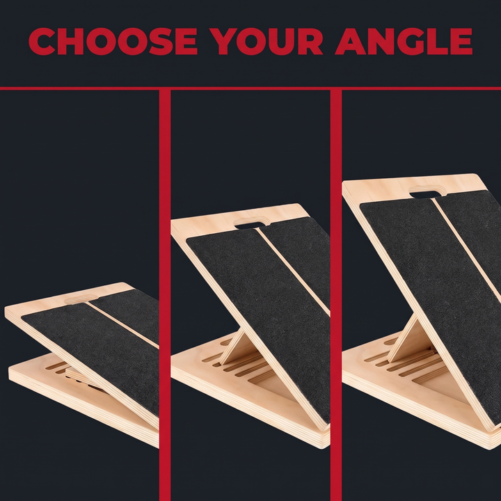 Professional Adjustable Slant Board Wooden Calf Stretching Board Non-Slip Squat Wedge Stretch Board for Home Gym Mobility Strength Training - Incline Angle Comparison