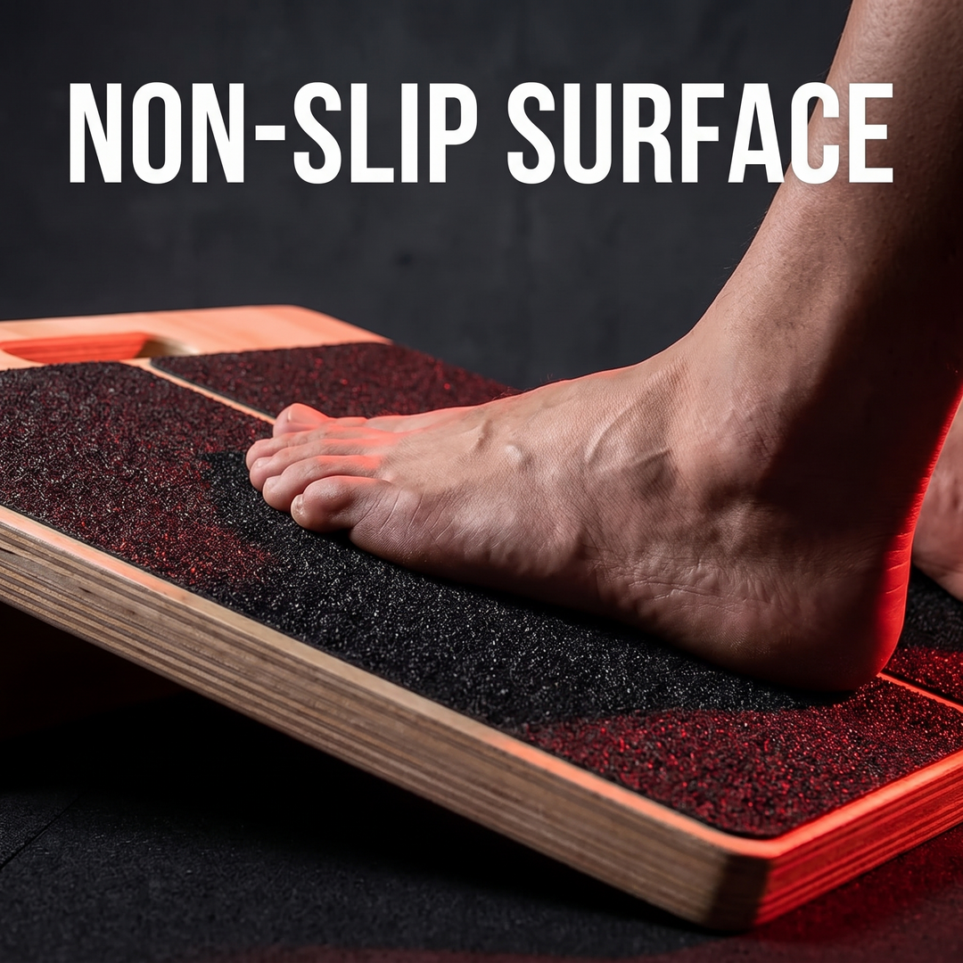 Professional Adjustable Slant Board Wooden Calf Stretching Board Non-Slip Squat Wedge Stretch Board for Home Gym Mobility Strength Training - Non-Slip Surface Detail