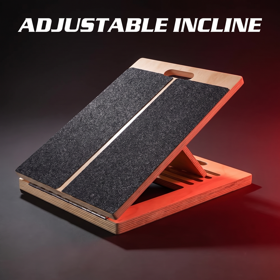 Professional Adjustable Slant Board Wooden Calf Stretching Board Non-Slip Squat Wedge Stretch Board for Home Gym Mobility Strength Training - Three-Quarter Angle View