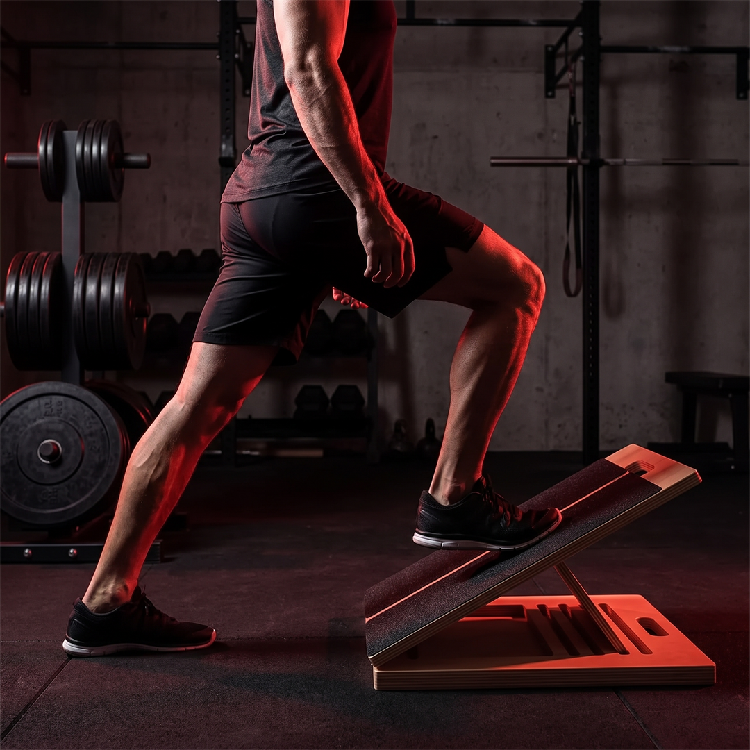 Professional Adjustable Slant Board Wooden Calf Stretching Board Non-Slip Squat Wedge Stretch Board for Home Gym Mobility Strength Training - Full Body Calf Stretch Lifestyle