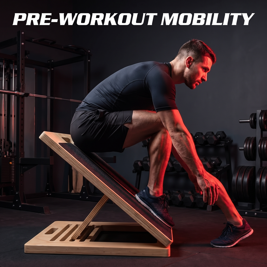 Professional Adjustable Slant Board Wooden Calf Stretching Board Non-Slip Squat Wedge Stretch Board for Home Gym Mobility Strength Training - Pre-Workout Mobility Lifestyle