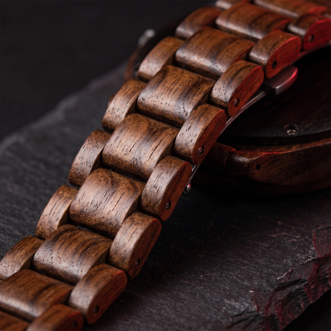 PHYSIOATHLETX smart fitness watch bamboo joint band material close-up