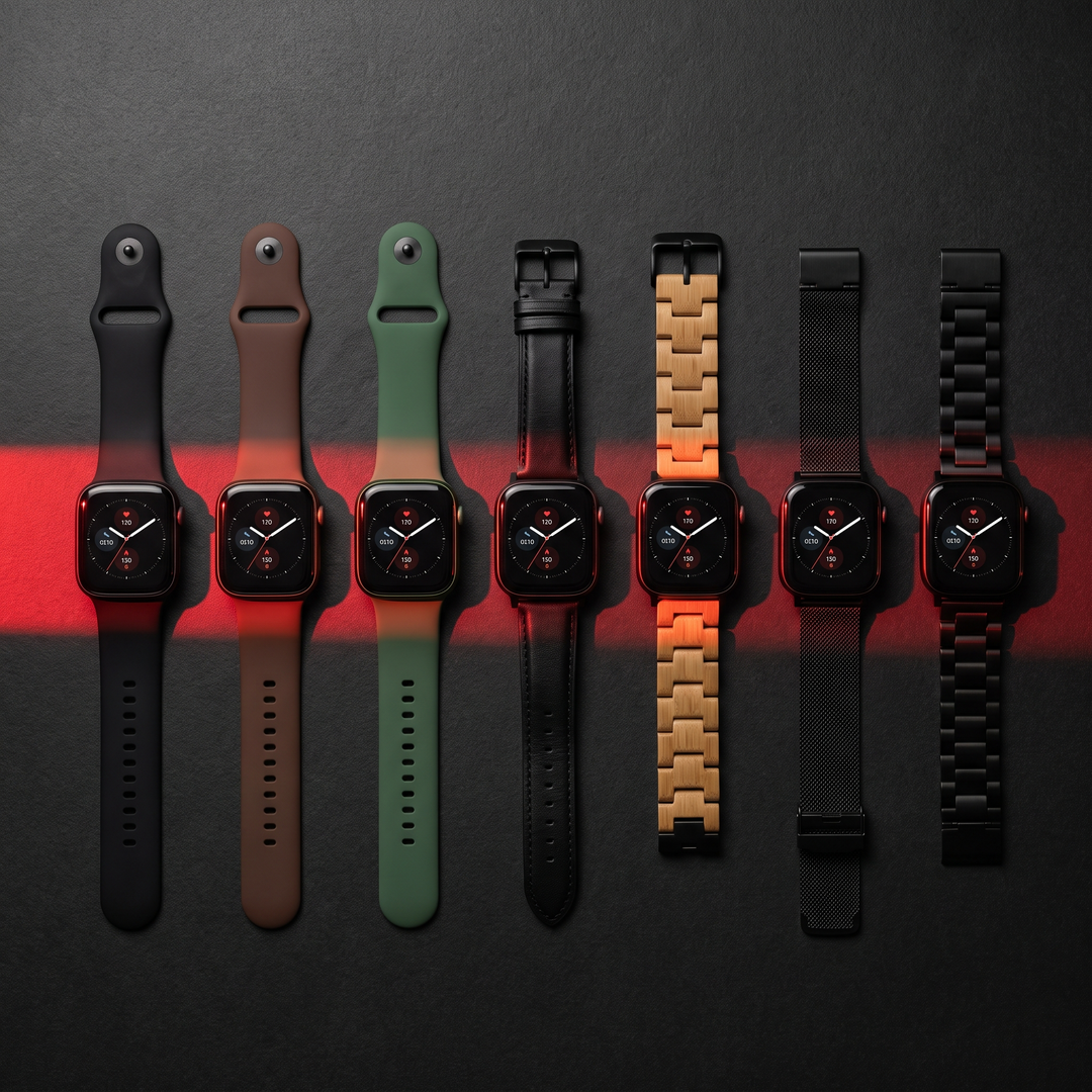 PHYSIOATHLETX smart fitness watch collection - all seven band and color options
