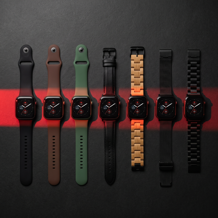 PHYSIOATHLETX smart fitness watch collection - all seven band and color options