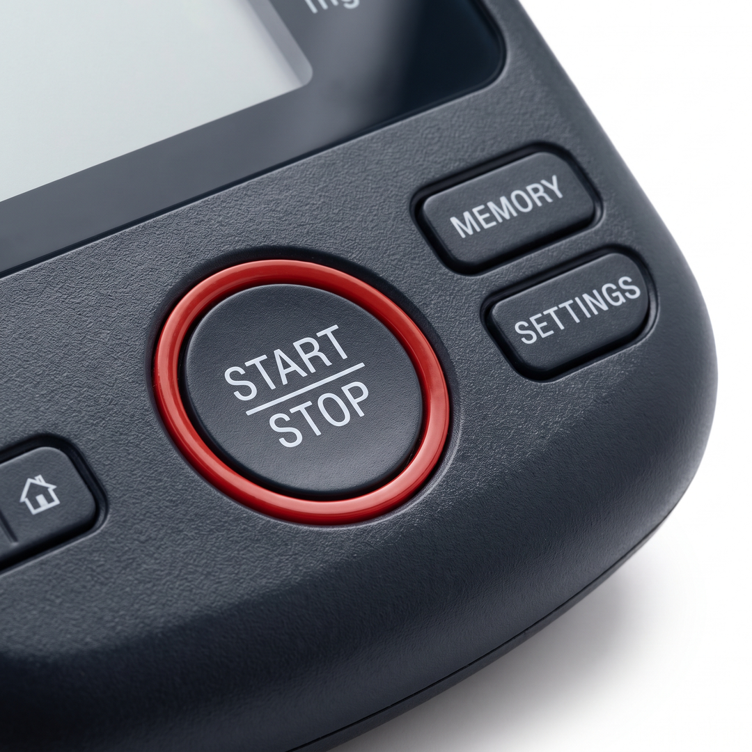 Blood pressure monitor control buttons for easy one-touch operation