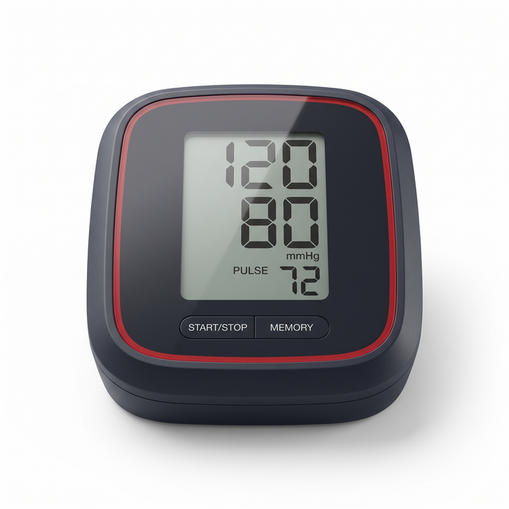 Digital blood pressure monitor for home use, easy-to-read display and controls