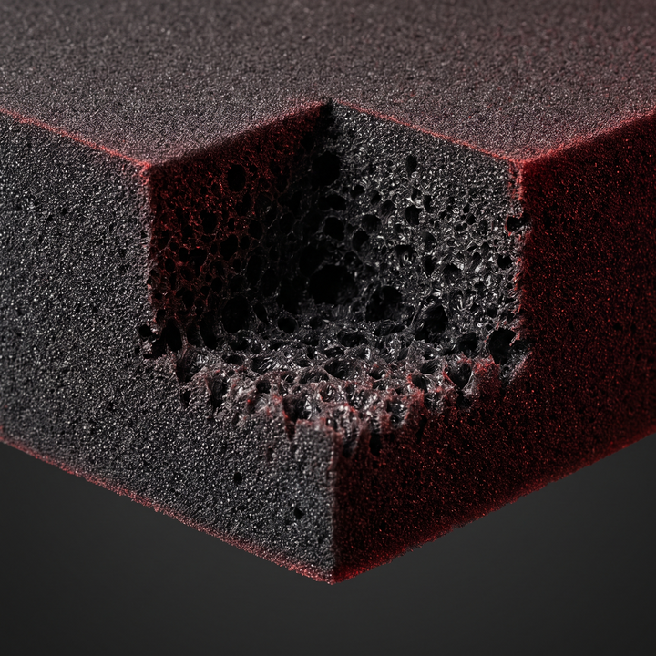 Macro view of slow-rebound memory foam texture used in the contour pillow
