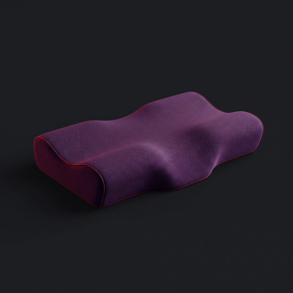 Purple contour memory foam pillow, ergonomic neck support design for restful sleep