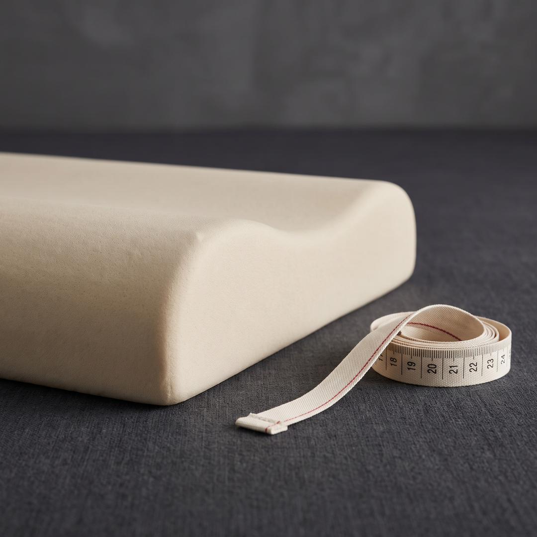 Contour memory foam pillow with size reference for scale