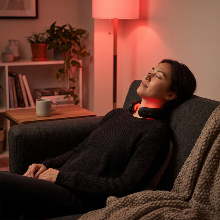 EMS Electric Neck Massager Cervical Muscle Relief Device 6 Modes 9 Speed Settings Portable Rechargeable Neck Pain Relief Massager for Home Office Use Recovery - Home Relaxation Lifestyle