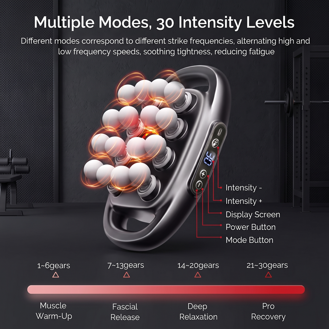 Percussion Massage Gun - Control Layout and Intensity Guide