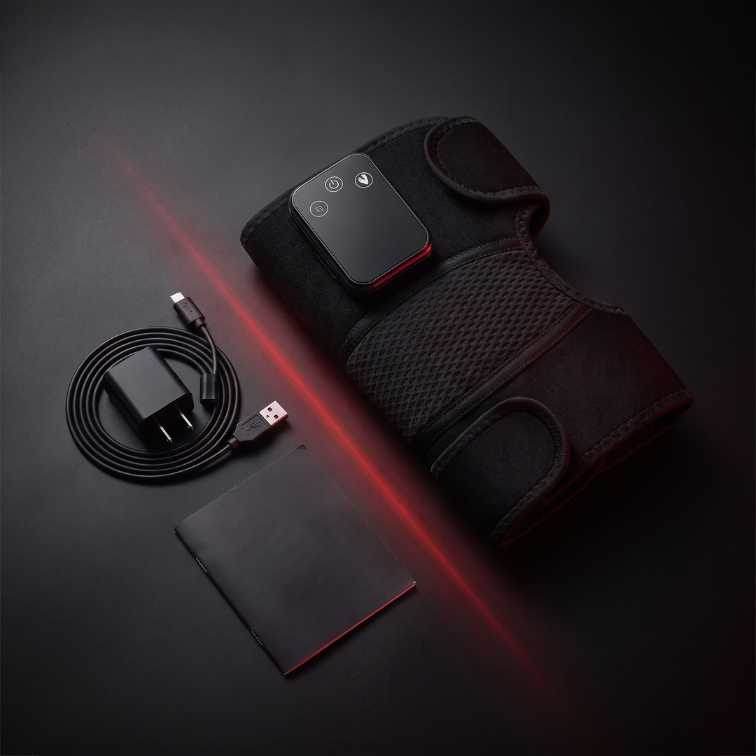 PHYSIOATHLETX 3-in-1 Shoulder Knee Elbow Massager - Full Kit Flat Lay