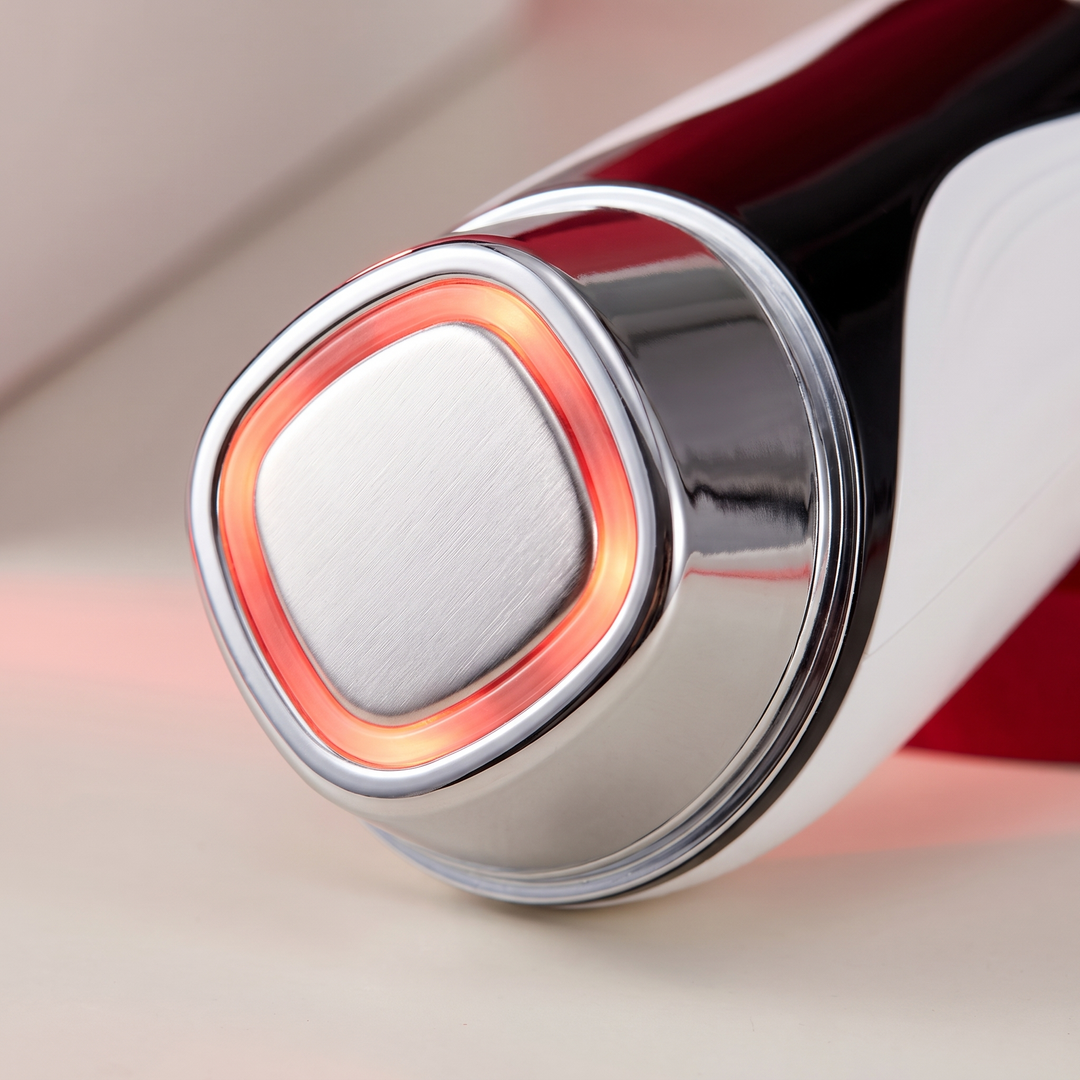 Close-up of the chrome applicator head and LED ring