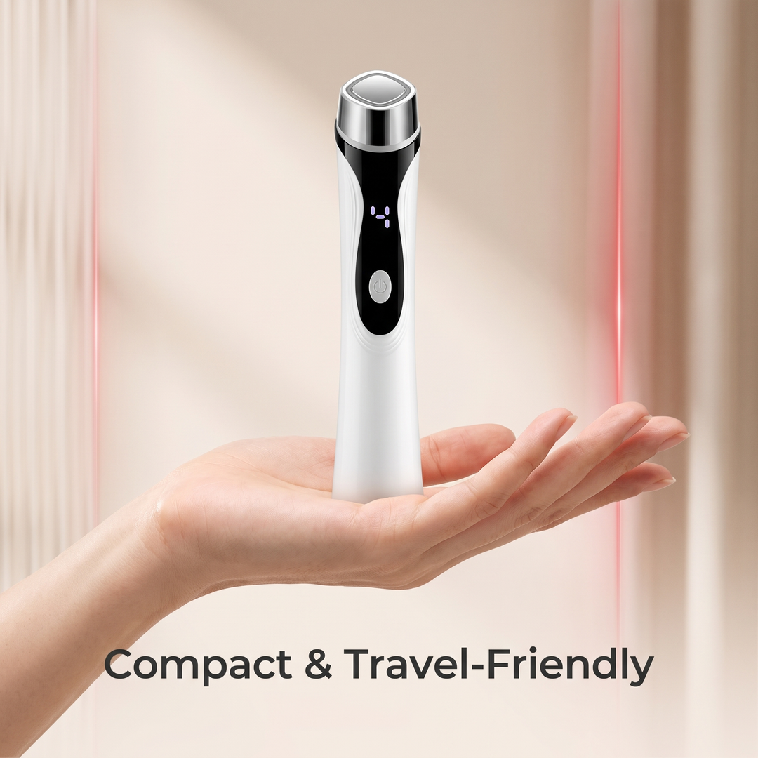 Compact and travel-friendly size shown resting in an open palm