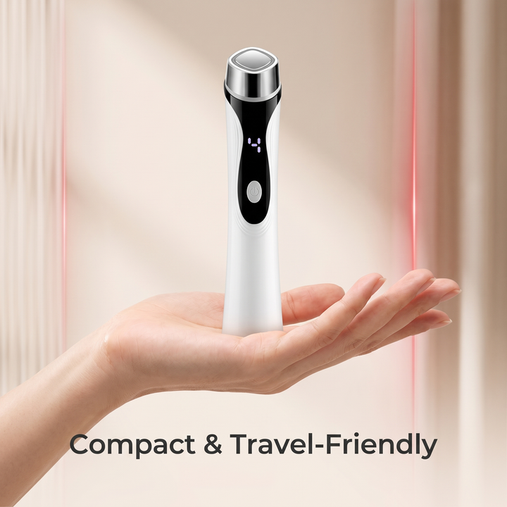 Compact and travel-friendly size shown resting in an open palm