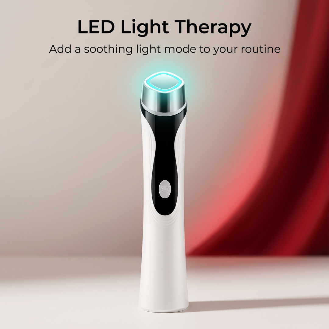 LED light therapy mode demonstration in soft teal light