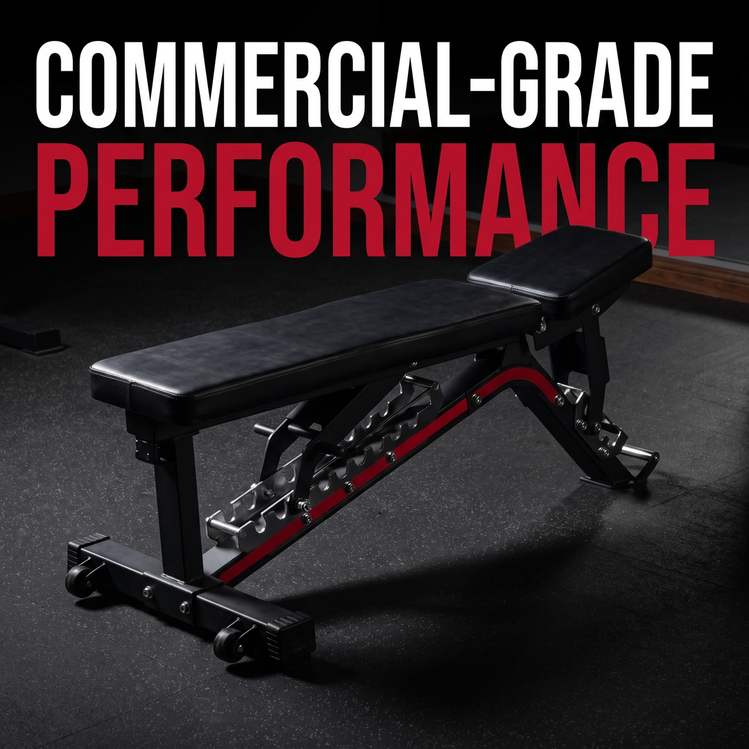 PHYSIOATHLETX Adjustable Weight Bench - Black, Flat Position Hero