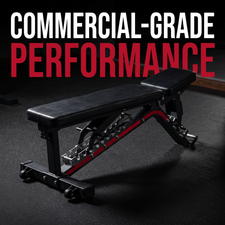 PHYSIOATHLETX Adjustable Weight Bench - Black, Flat Position Hero