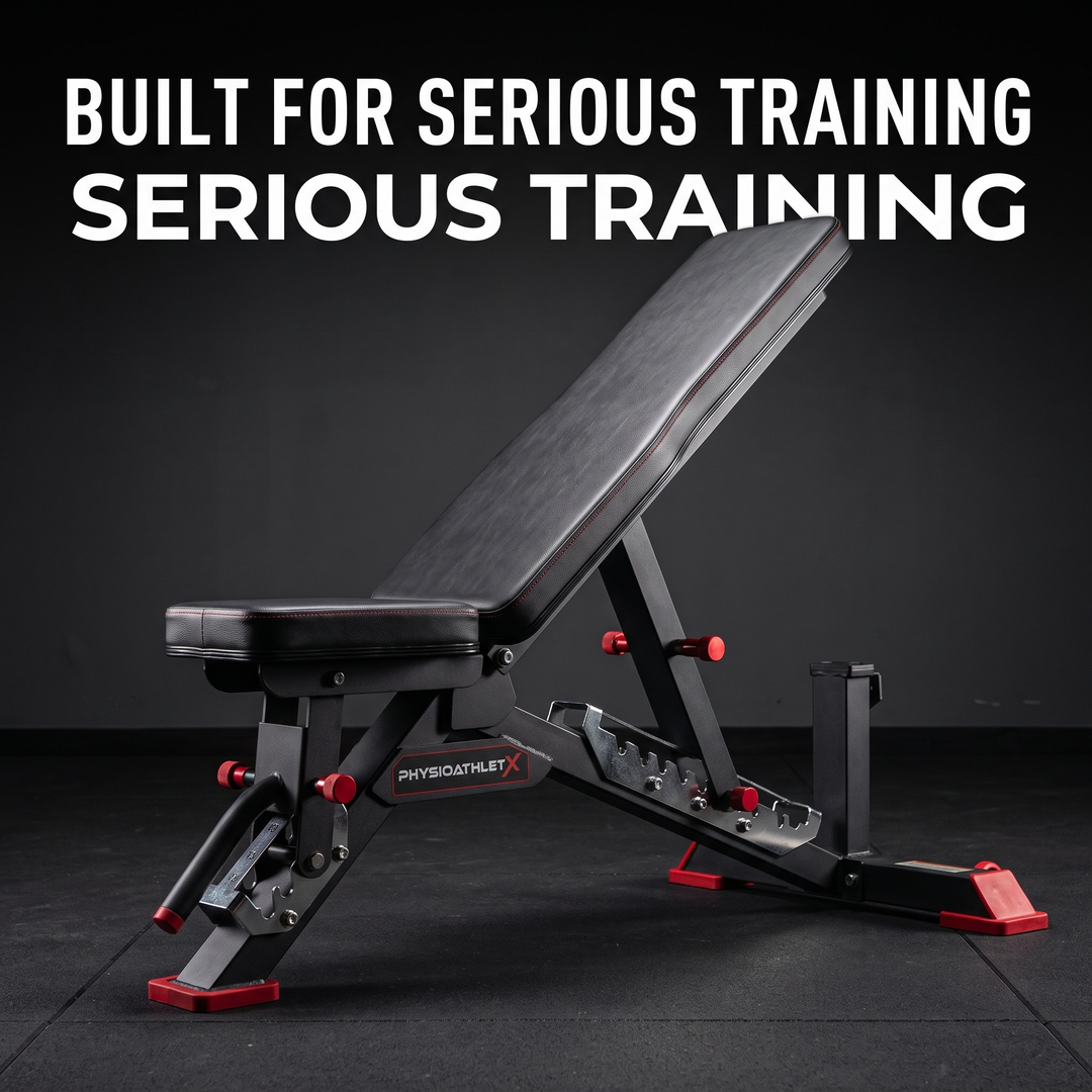 PHYSIOATHLETX Adjustable Weight Bench - Black, Incline Position