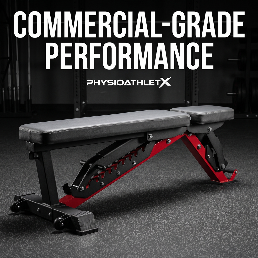 PHYSIOATHLETX Adjustable Weight Bench - Gray, Flat Position Hero