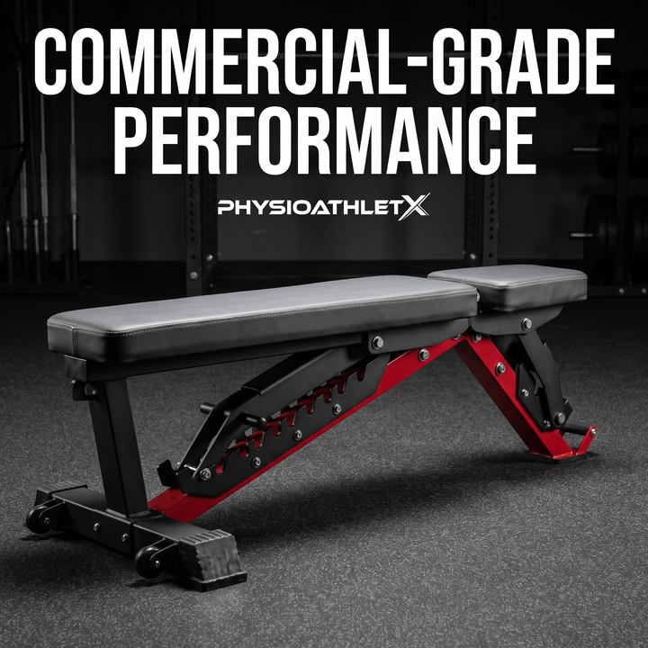 PHYSIOATHLETX Adjustable Weight Bench - Gray, Flat Position Hero