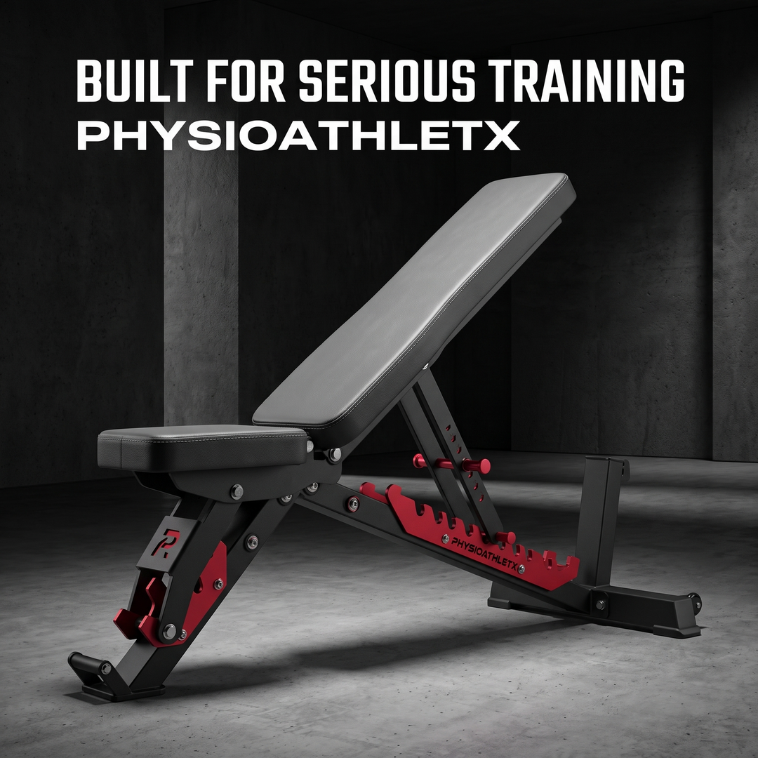 PHYSIOATHLETX Adjustable Weight Bench - Gray, Incline Position