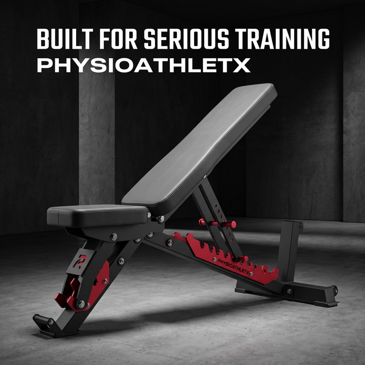 PHYSIOATHLETX Adjustable Weight Bench - Gray, Incline Position