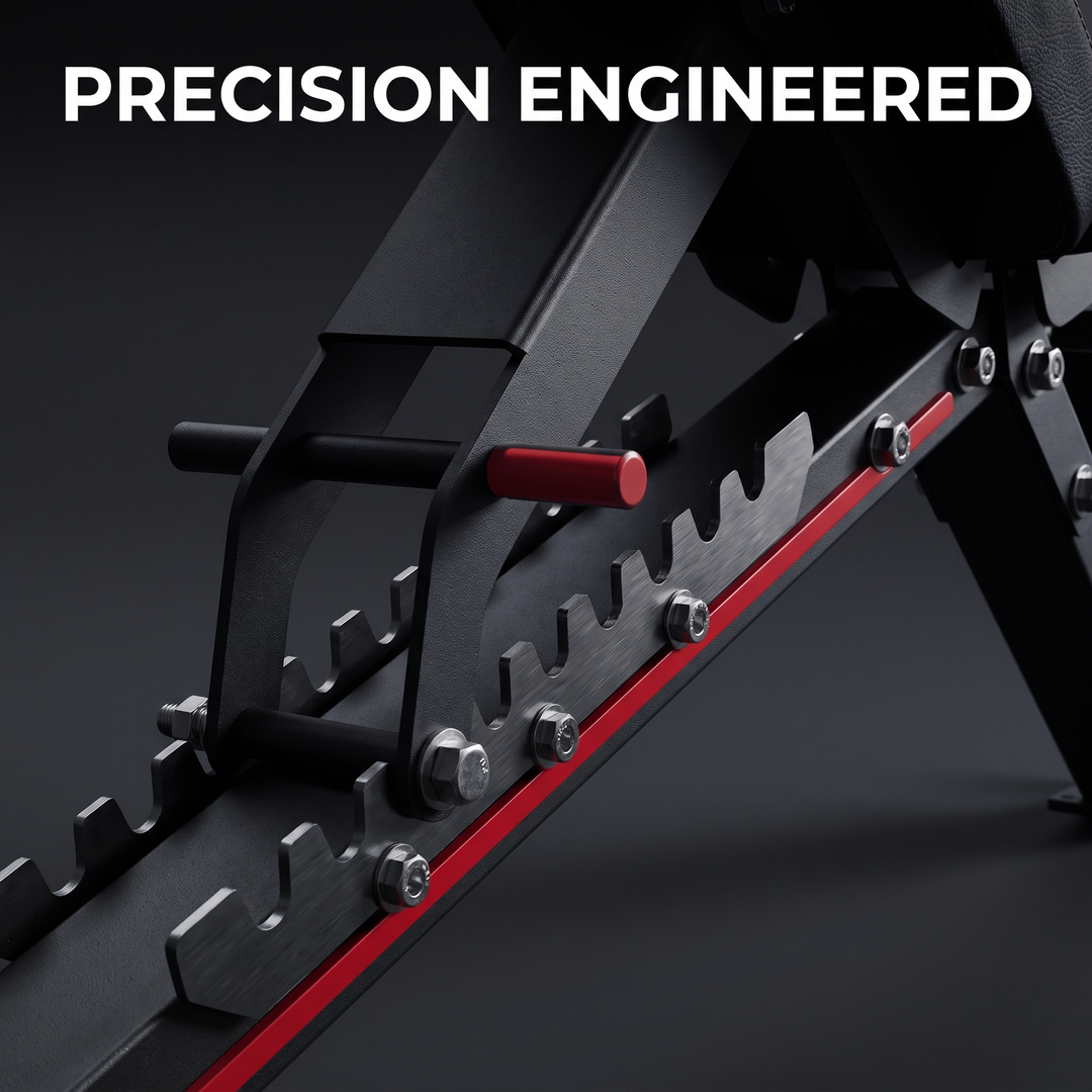 PHYSIOATHLETX Adjustable Weight Bench - Seat Rail Adjustment Track Detail