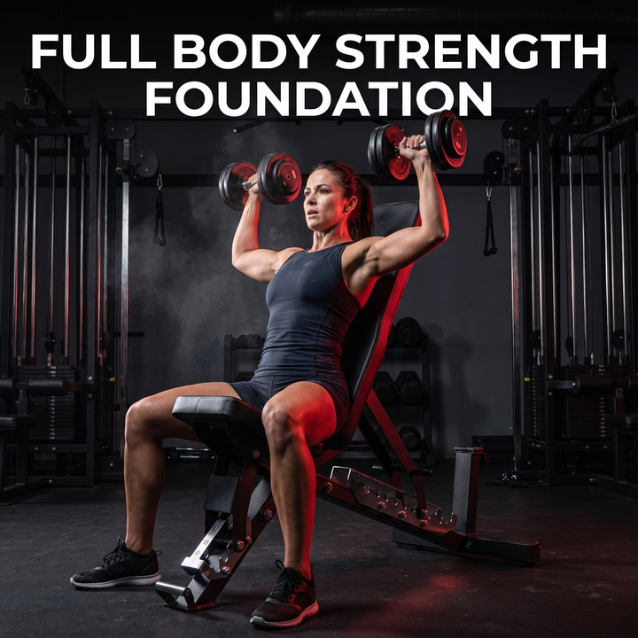 PHYSIOATHLETX Adjustable Weight Bench - Dumbbell Shoulder Press In Use