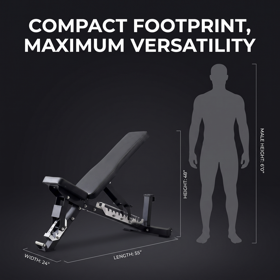 PHYSIOATHLETX Adjustable Weight Bench - Size Comparison