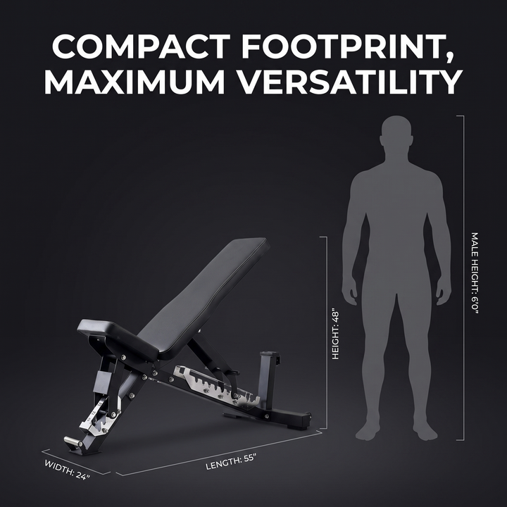 PHYSIOATHLETX Adjustable Weight Bench - Size Comparison