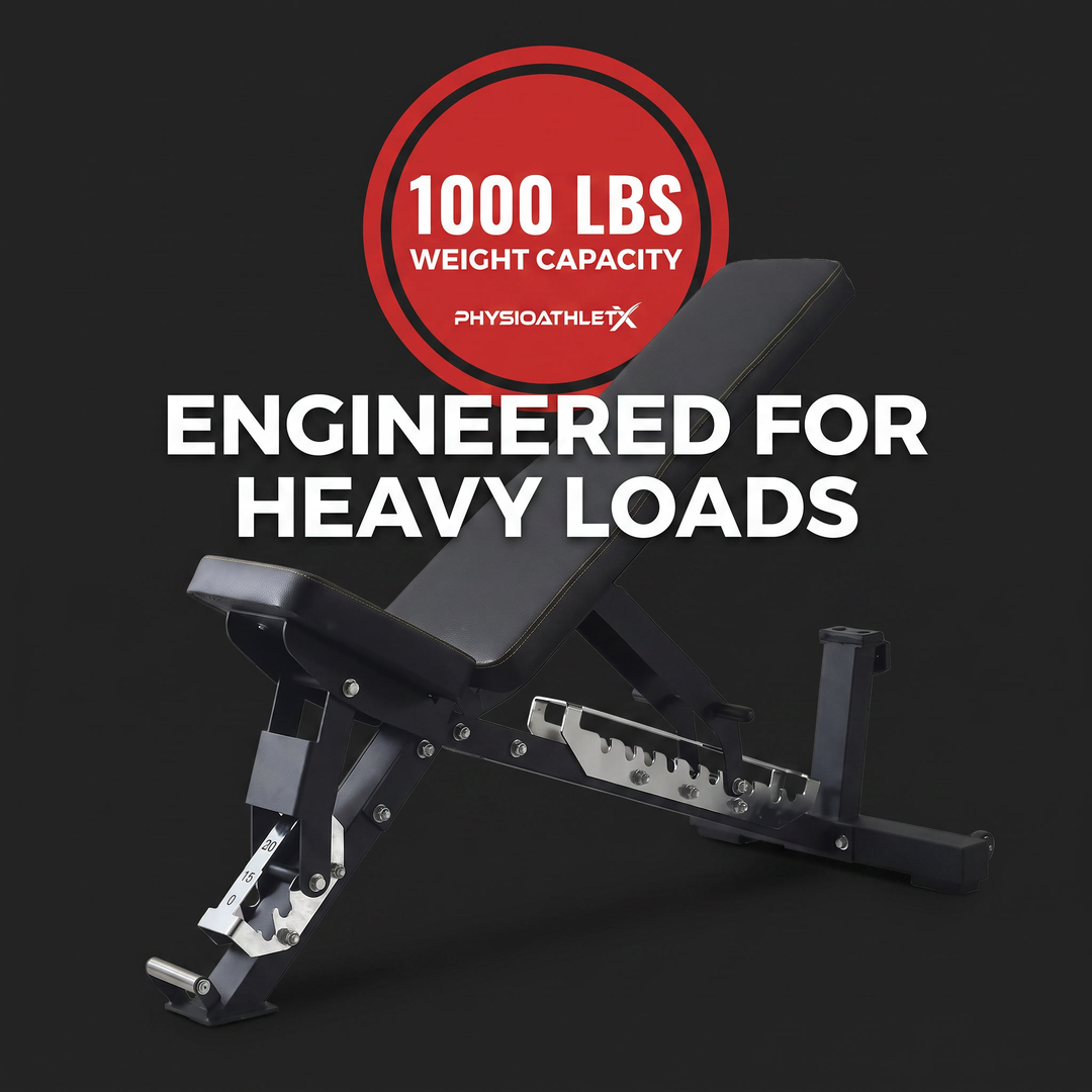 PHYSIOATHLETX Adjustable Weight Bench - Weight Capacity Callout